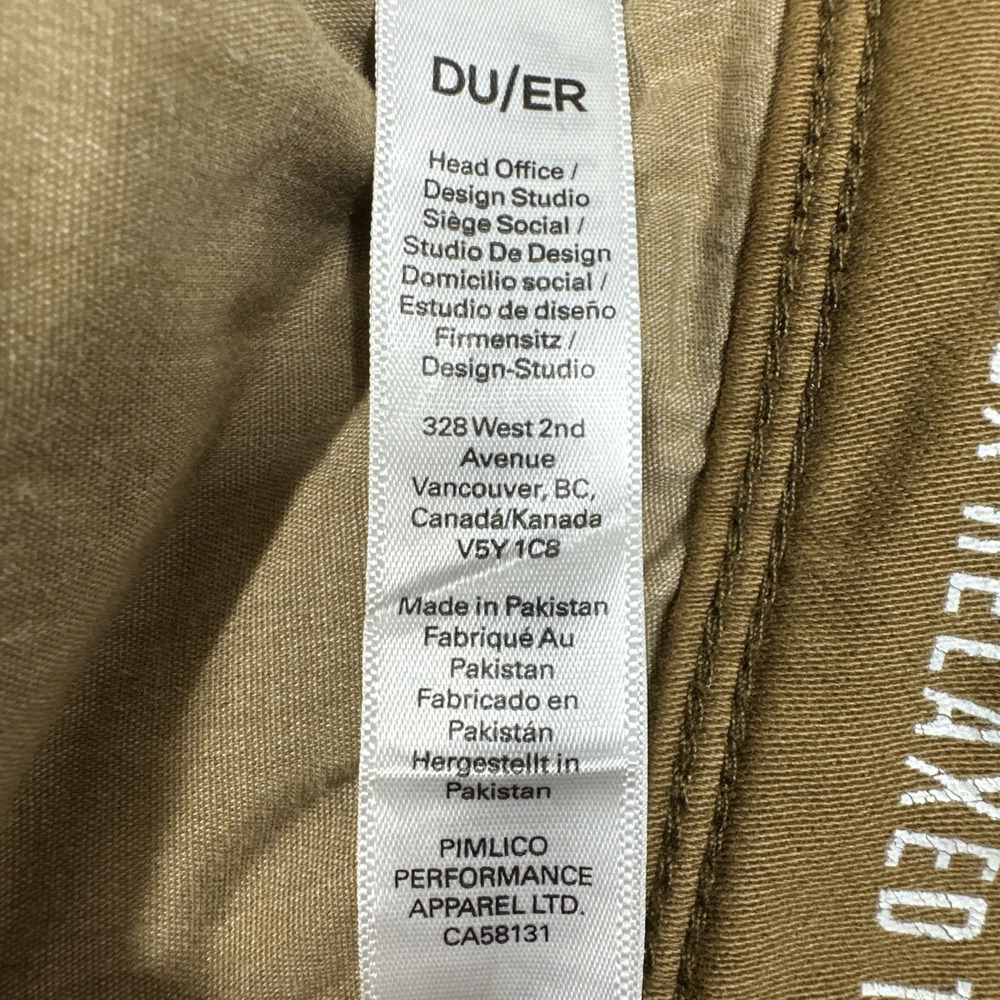 DU/ER No Sweat N2X Relaxed Taper Pants Stretch 30x32 Men's Khaki Chino DUER - Picture 5 of 15